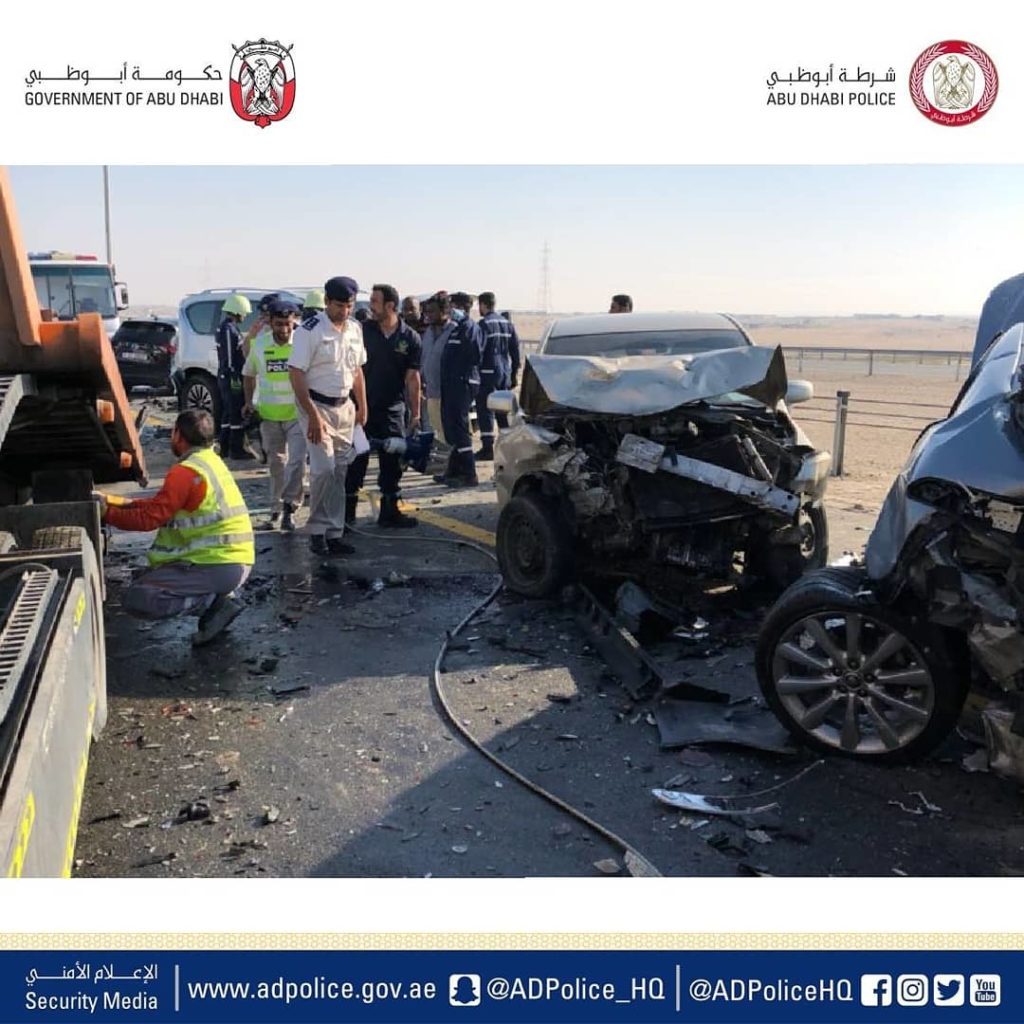 22 People Injured, 44 Cars Crash in Abu Dhabi Road Dubai NRI
